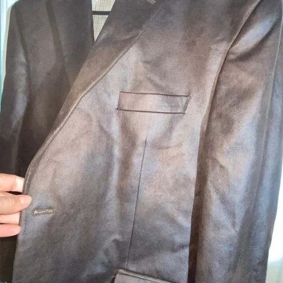 Ralph Lauren 44S Wax Coated Faux Suede Sport Coat Aged Brown Blazer MenAA07